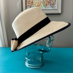 El Gapon Natural and Black Wide Brimmed Bonnet & Bow Panama Hat